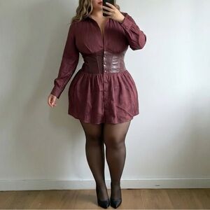 Fashion Nova Harmony Corset Mini Shirt Dress